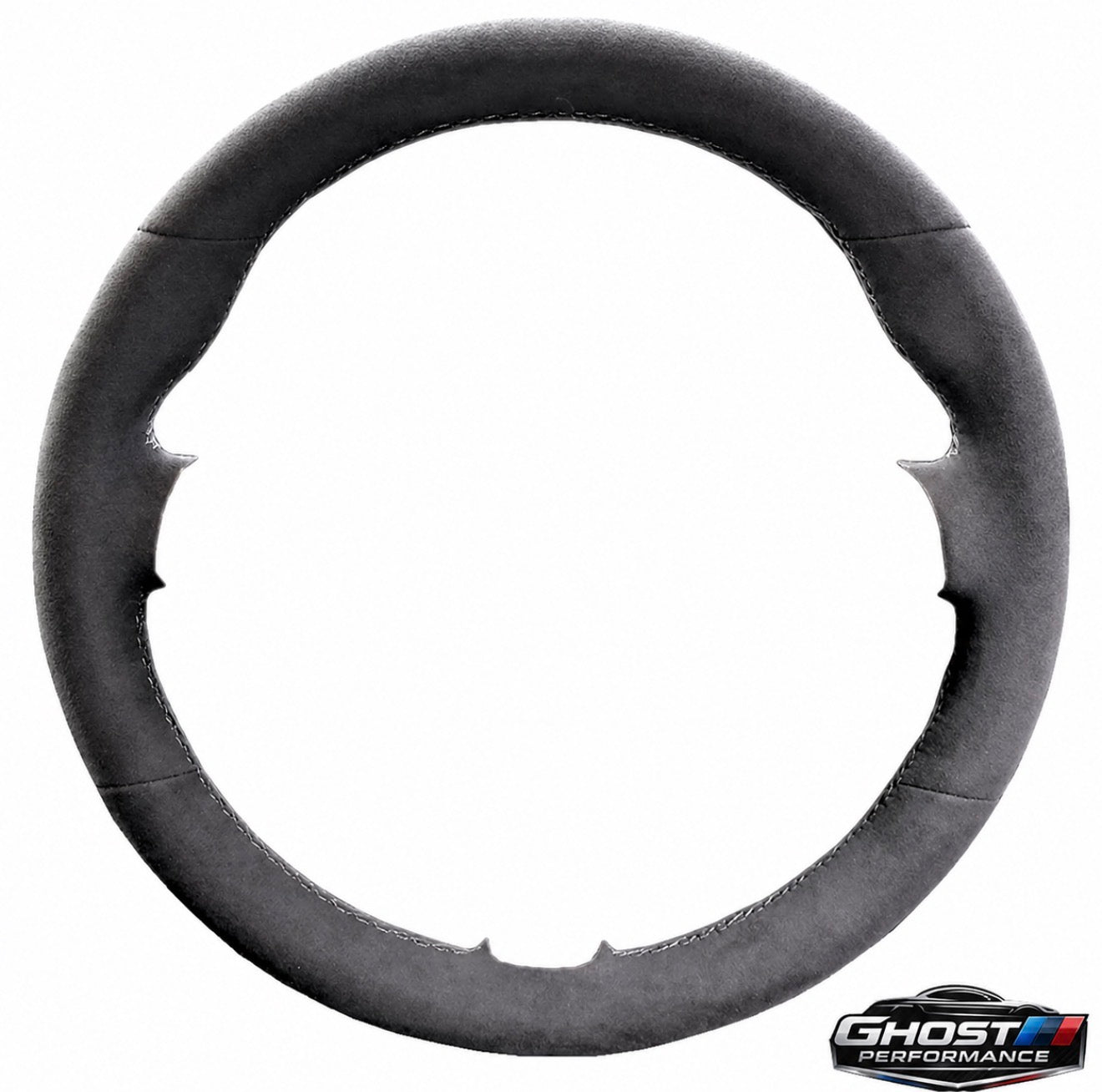 Alcantara steering wheel wrap cover with white stitching no stripe.
